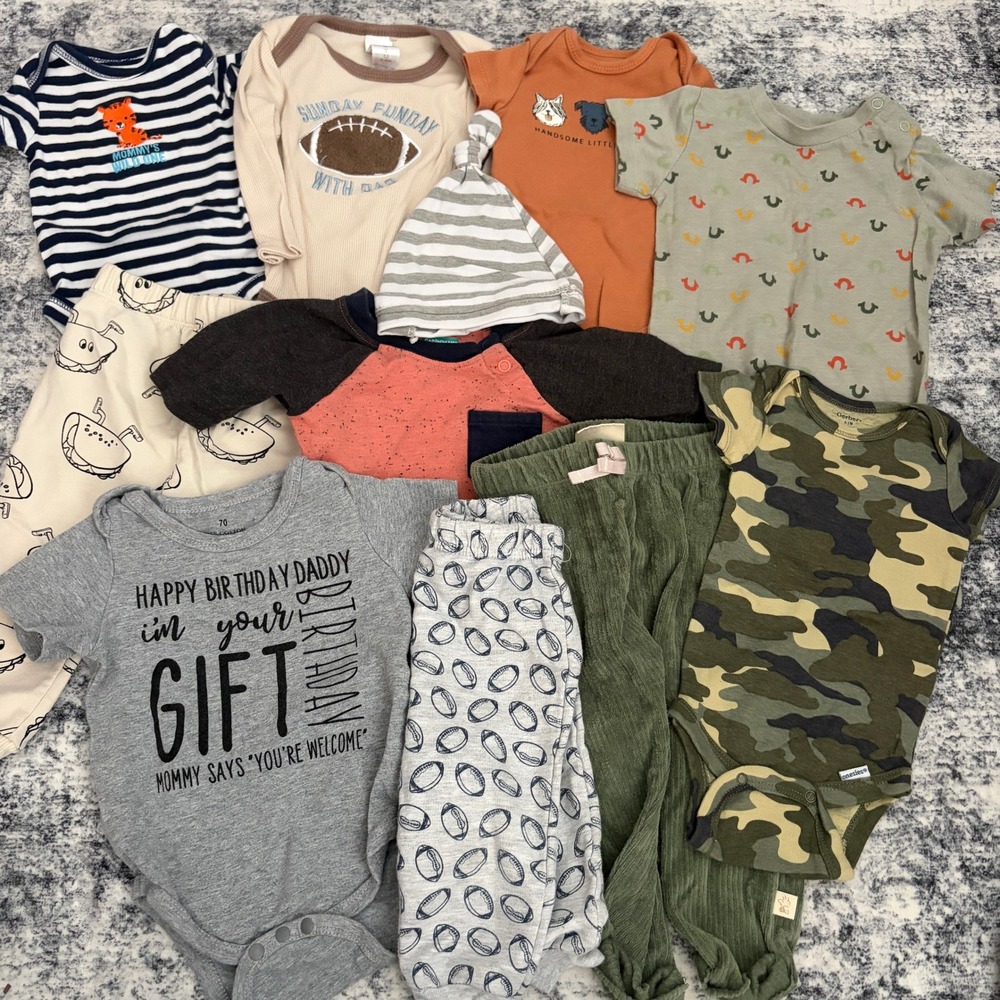 True Religion Carters Gerber Baby Boy 11pc Lot Bodysuits Romper Pants 0-18M